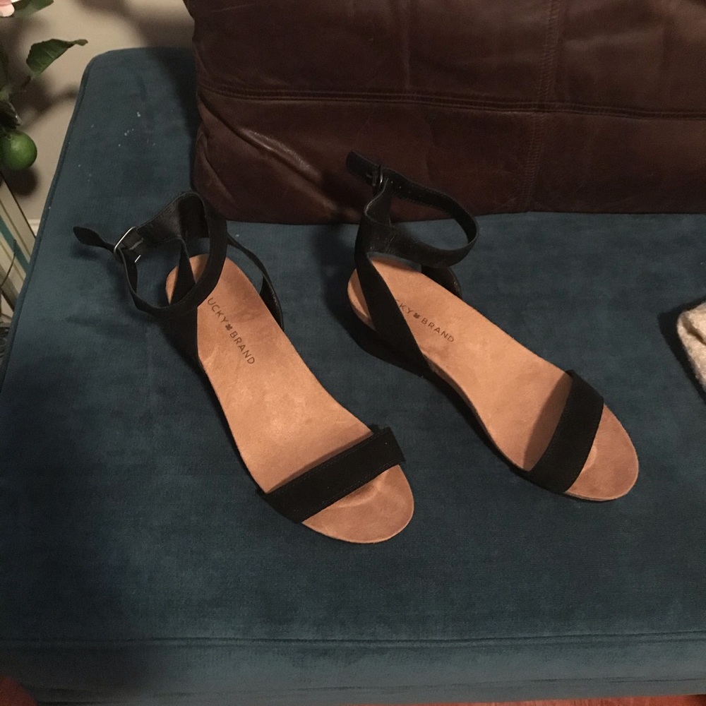 Lucky Brand Black Wedge Sandals